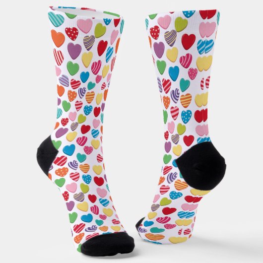 farbenfrohes Kaugummi Valentinstag Herz Muster  Socken (Gewinkelt)