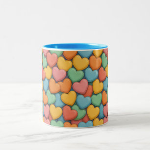 farbenfrohes Kaugummi Valentinstag Herz Muster Zweifarbige Tasse
