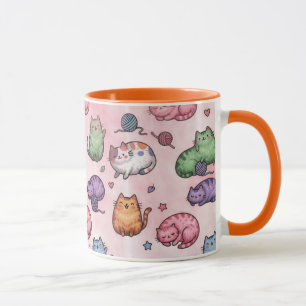 Farbenfrohes Kawaii Dicke Katzen Muster Tasse