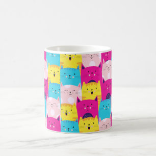 Farbenfrohes Kawaii süßes Katzenmuster für Katzenl Kaffeetasse
