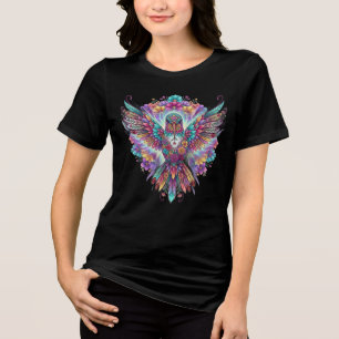 Farbenfrohes Kolibrishirt Blumiges Boho-Vogelt-Shi Tri-Blend Shirt