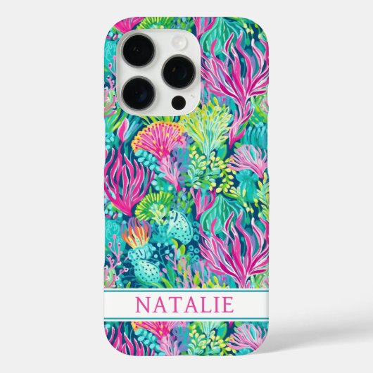 Farbenfrohes Korallenriff Monogramm Case-Mate iPhone Hülle (Rückseite)