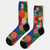 Farbenfrohes kreisrundes Patchwork-Sockendesign Socken (Linkes Detail)