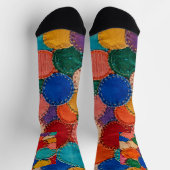 Farbenfrohes kreisrundes Patchwork-Sockendesign Socken (Oben)