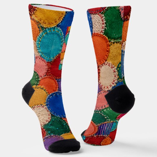 Farbenfrohes kreisrundes Patchwork-Sockendesign Socken (Gewinkelt)