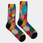 Farbenfrohes kreisrundes Patchwork-Sockendesign Socken (Rechts)