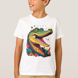 Farbenfrohes Krokodilporträt T-Shirt