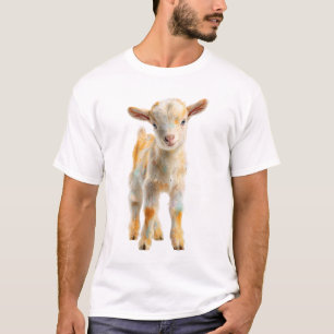 Farbenfrohes künstlerisches Pastell-Babyziegenport T-Shirt