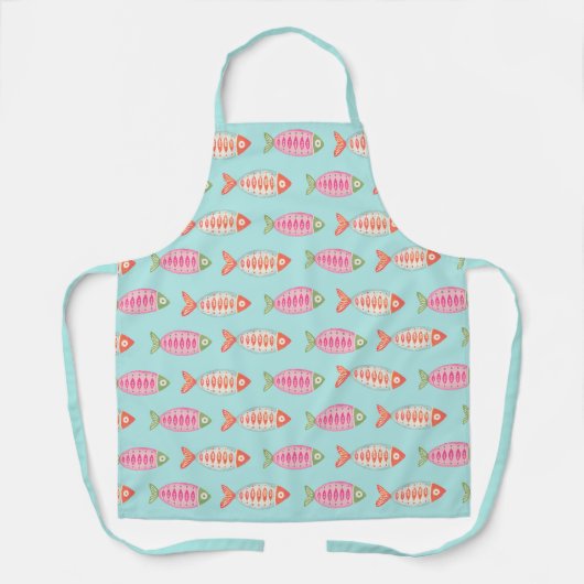 Farbenfrohes Küsten-Sommer-Fisch-Muster Schürze (Vorderseite)