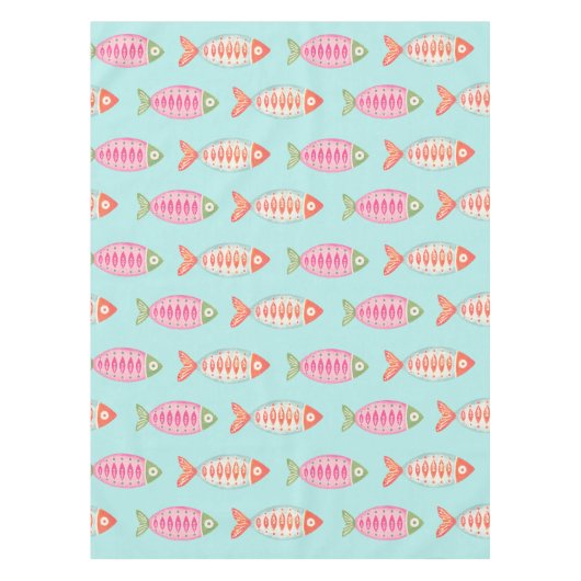 Farbenfrohes Küsten-Sommer-Fisch-Muster Tischdecke (Vorderseite)
