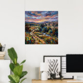 Farbenfrohes Landstraßenlandschaft-Poster Poster (Heimbüro)