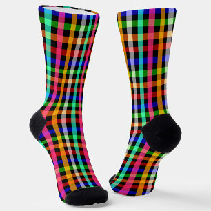 Farbenfrohes, lebendiges Gingham-Karo-Design Socken