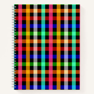 Farbenfrohes, lebendiges Gingham-Karomuster Design Notizblock