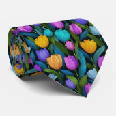 Farbenfrohes lebendiges Tulpen-Blumenmuster Krawatte (Gerollt)