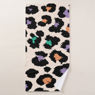 Farbenfrohes Leoparden-Tierdesign und Hintergrundd Badehandtuch
