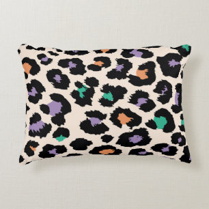 Farbenfrohes Leoparden-Tierdesign und Hintergrundd Dekokissen