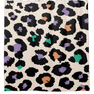 Farbenfrohes Leoparden-Tierdesign und Hintergrundd Duschvorhang
