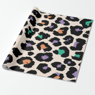 Farbenfrohes Leoparden-Tierdesign und Hintergrundd Geschenkpapier