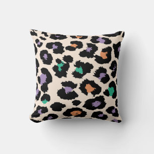 Farbenfrohes Leoparden-Tierdesign und Hintergrundd Kissen