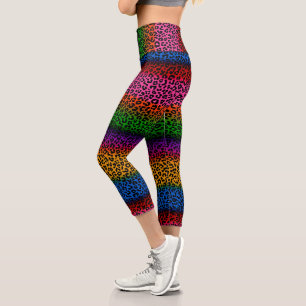 Farbenfrohes Leoparden-Tierdruck-Design Capri Leggings