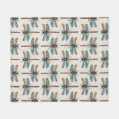 Farbenfrohes Libellenmuster Fleecedecke (Vorderseite (Horizontal))