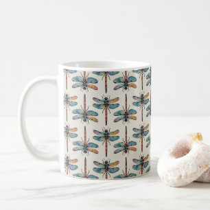Farbenfrohes Libellenmuster Kaffeetasse