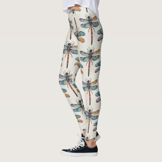 Farbenfrohes Libellenmuster Leggings (Links)
