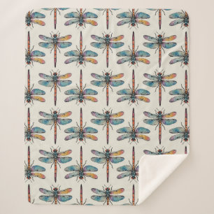Farbenfrohes Libellenmuster Sherpadecke