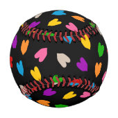 Farbenfrohes Liebesherzen Muster Design Schwarz Baseball (Rückseite)