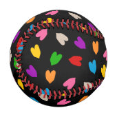 Farbenfrohes Liebesherzen Muster Design Schwarz Baseball (Vorderseite Links)
