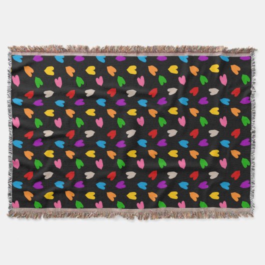Farbenfrohes Liebesherzen Muster Design Schwarz  Decke (Vorderseite)