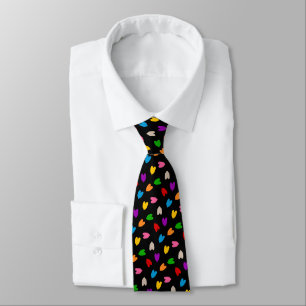 Farbenfrohes Liebesherzen Muster Design Schwarz Krawatte