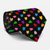 Farbenfrohes Liebesherzen Muster Design Schwarz  Krawatte (Gerollt)
