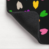 Farbenfrohes Liebesherzen Muster Design Schwarz Mousepad (Ecke)