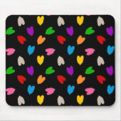 Farbenfrohes Liebesherzen Muster Design Schwarz Mousepad (Vorne)