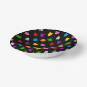 Farbenfrohes Liebesherzen Muster Design Schwarz Pappteller (Gewinkelt)