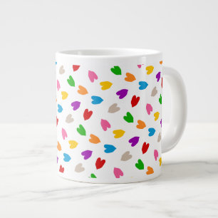 Farbenfrohes Liebesherzen Muster Design Weiß  Jumbo-Tasse