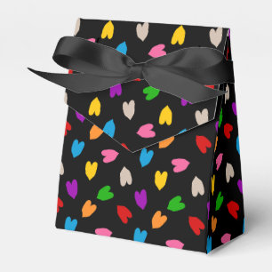 Farbenfrohes Liebesherzen Musterdesign Schwarz Geschenkschachtel