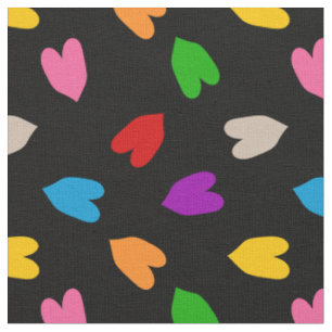 Farbenfrohes Liebesherzen Musterdesign Schwarz  Stoff