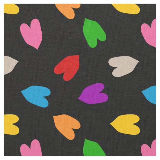 Farbenfrohes Liebesherzen Musterdesign Schwarz  Stoff (Nahaufnahme)