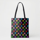 Farbenfrohes Liebesherzen Musterdesign Schwarz Tasche (Vorderseite)
