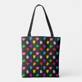 Farbenfrohes Liebesherzen Musterdesign Schwarz Tasche (Rückseite)