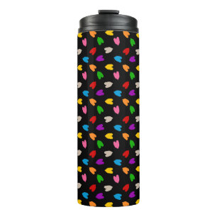 Farbenfrohes Liebesherzen Musterdesign Schwarz  Thermosbecher