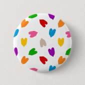 Farbenfrohes Liebesherzen Musterdesign Weiß Button (Vorderseite)