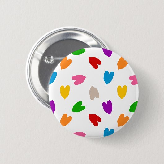 Farbenfrohes Liebesherzen Musterdesign Weiß Button (Vorne & Hinten)