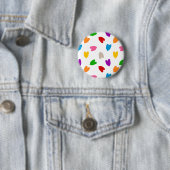 Farbenfrohes Liebesherzen Musterdesign Weiß Button (Beispiel)