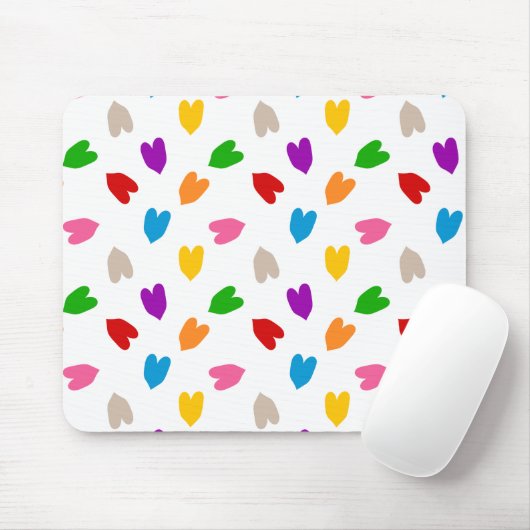 Farbenfrohes Liebesherzen Musterdesign Weiß  Mousepad (Mit Mouse)