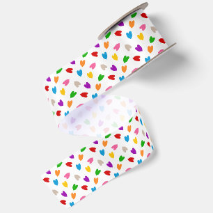 Farbenfrohes Liebesherzen Musterdesign Weiß  Satinband