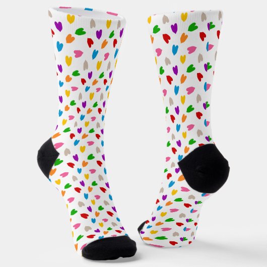 Farbenfrohes Liebesherzen Musterdesign Weiß Socken (Gewinkelt)