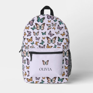 Farbenfrohes Lila Mädchen-Schmetterlinge Muster Mo Bedruckter Rucksack